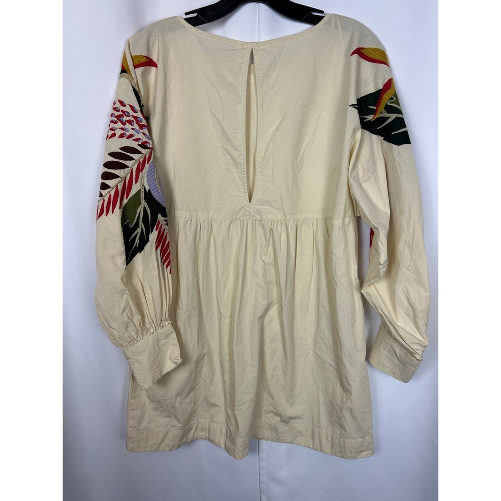 Free People Ivory Mini Obsessions Cotton Whimsical Long Sleeve Boho Dress Small - Picture 5 of 10